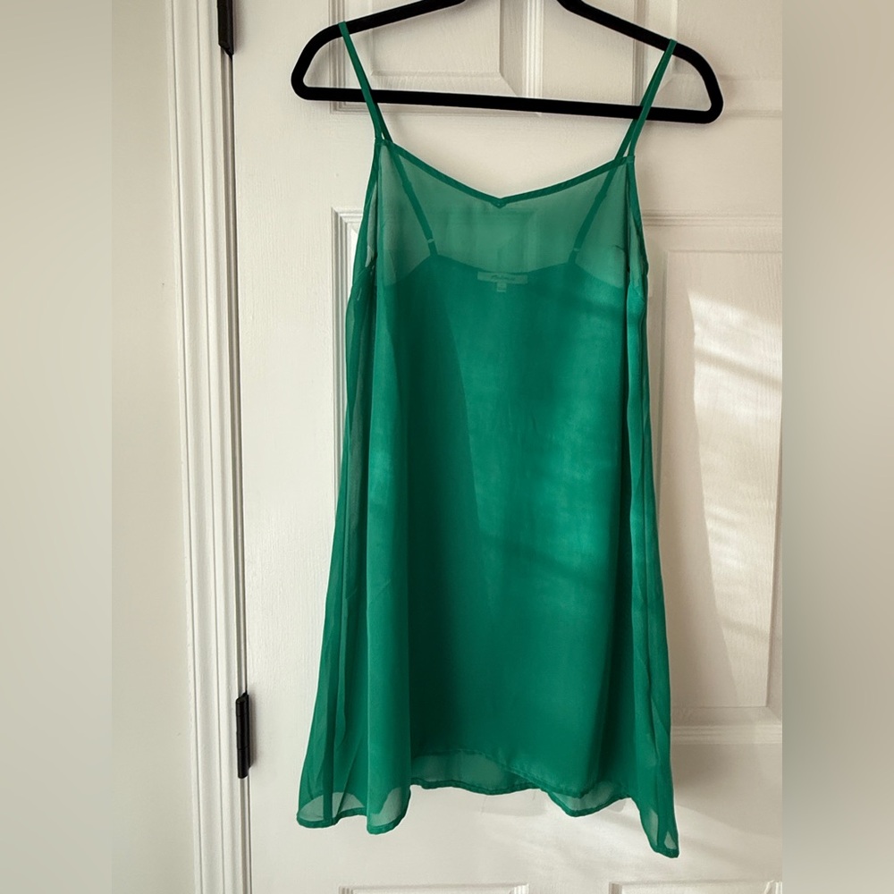 Madewell Green Sheer Slip Dress NWOT